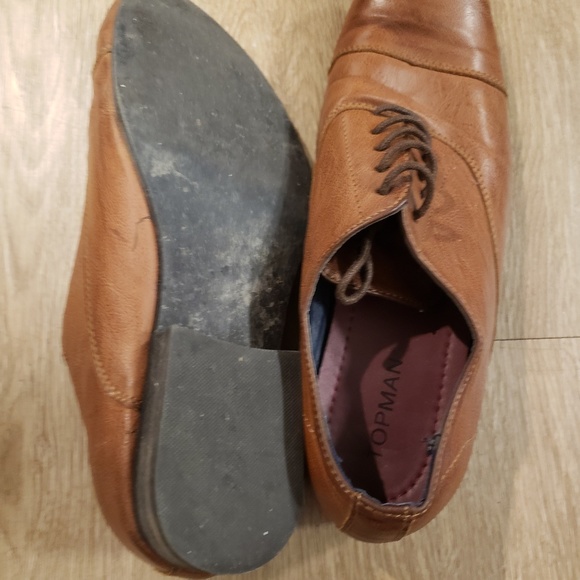 Stylish Light Brown Leather Dress Shoes: Business Casual Elegance by Topman - Picture 4 of 6